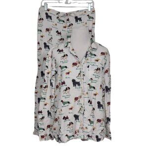 Talbots Flannel Pajama Set Womens Size XS Small Dog Cat 2 Piece Lightweight